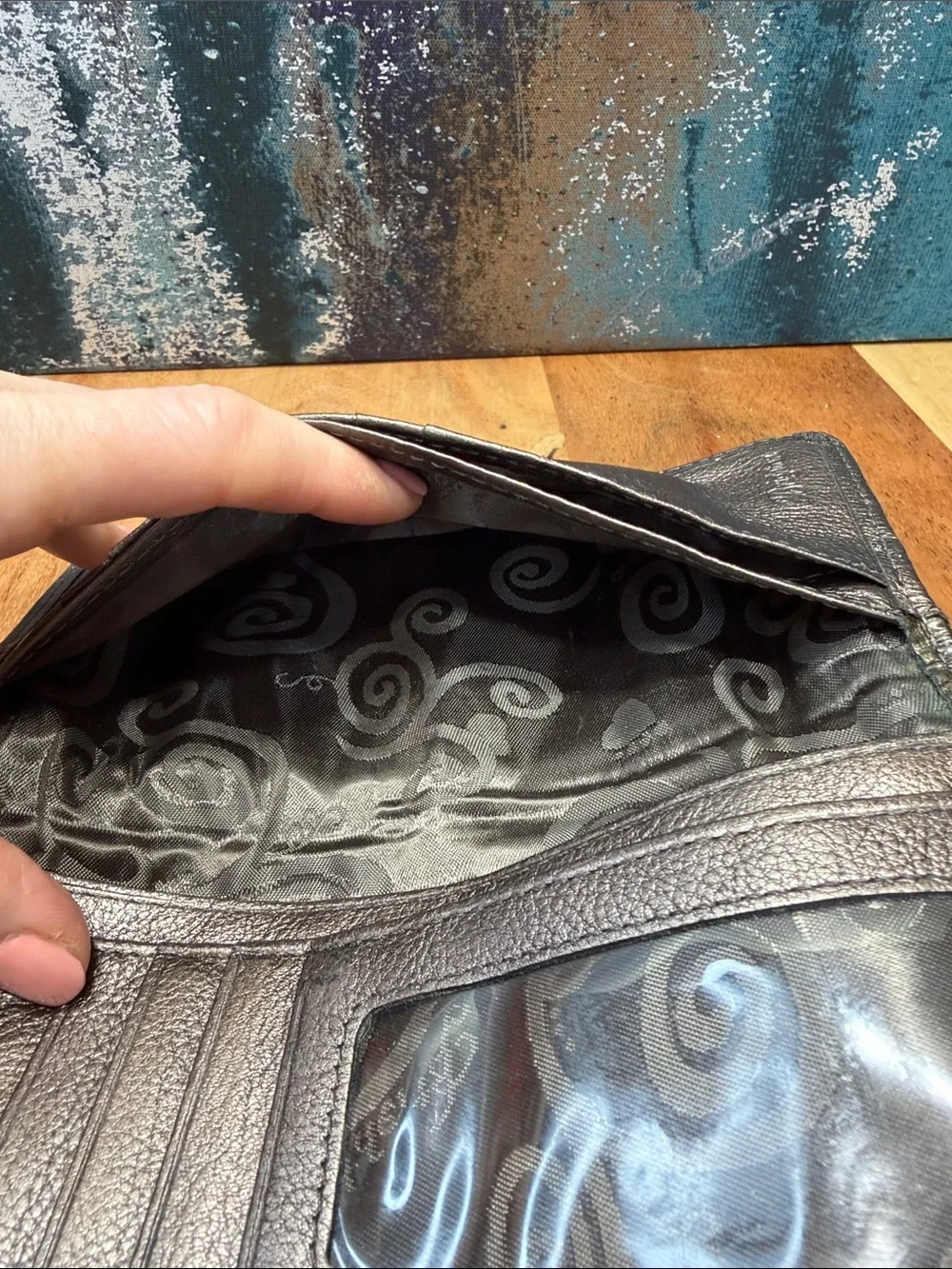 Brighton 2010s Boho Western Pretty‎ Tough Metallic Pewter Wallet RETIRED GUC